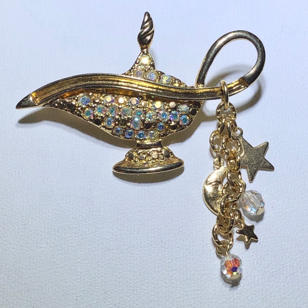 Kirks Folly Genie Lamp Rhinestone Vintage Pin